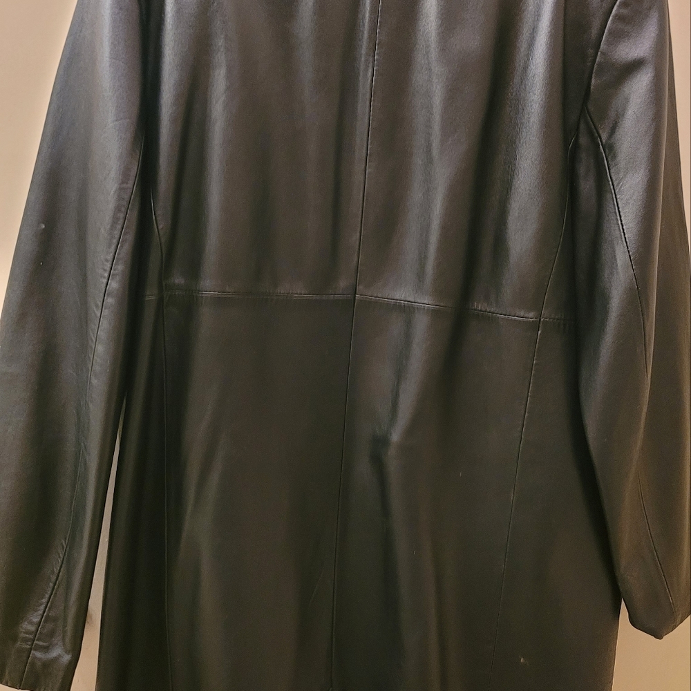 Croft & Barrow Black Leather Jacket Sleek Longline Design